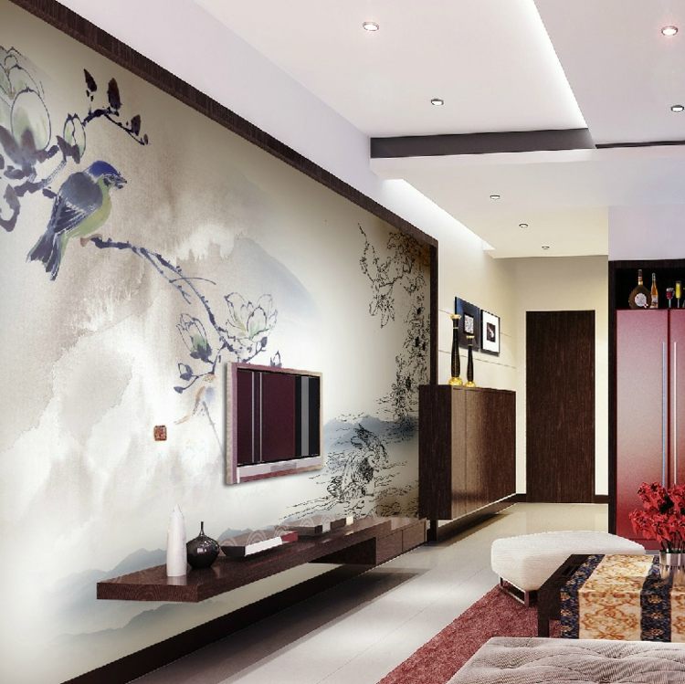 tv-wall-ideas-wallpaper-decorate-japan-style-living room