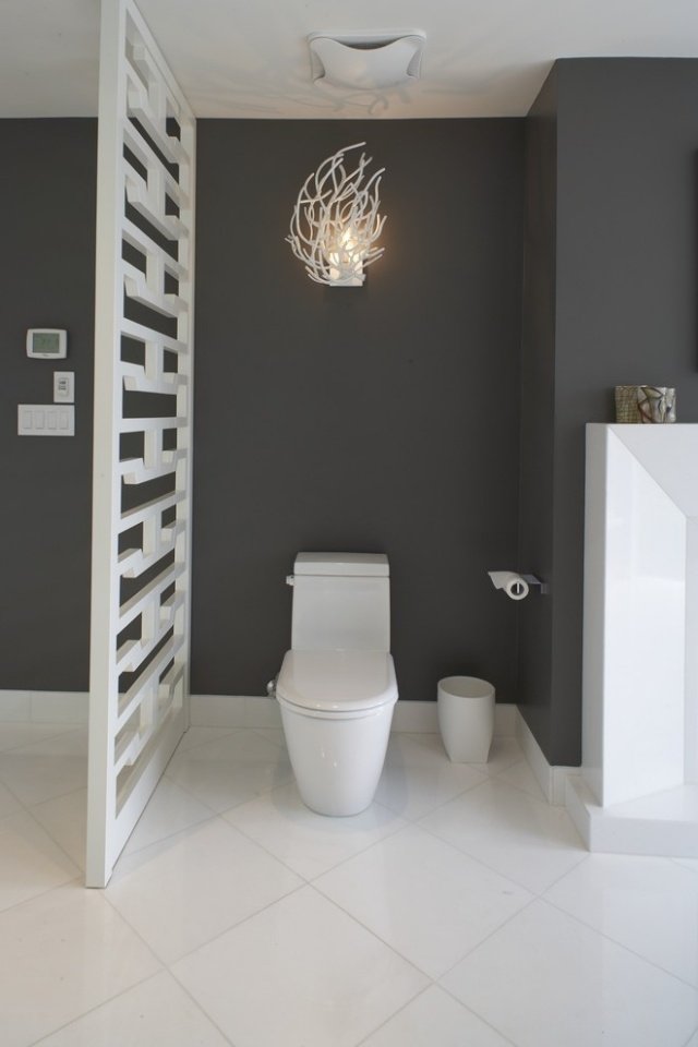 Divisória móvel para banheiro, pintura de parede branca e preta