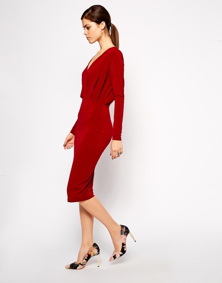 midi-dress-crepe-decote-plissado-top-vermelho escuro