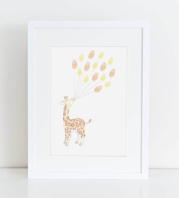 imagens de impressão digital girafa-balões-marrom-amarelo