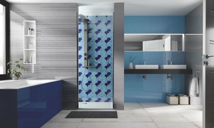 Combine tons de azul para o design de escama de peixe