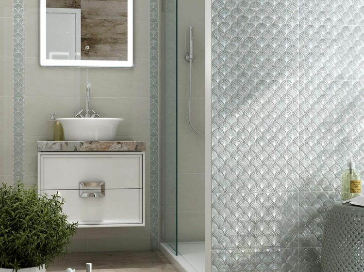 elegantes azulejos de escama de peixe em prata metálica com textura e padrão