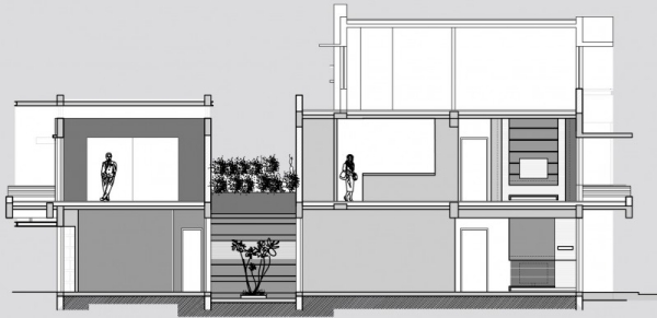 Casa moderna com telhado plano, condômino duplo Índia