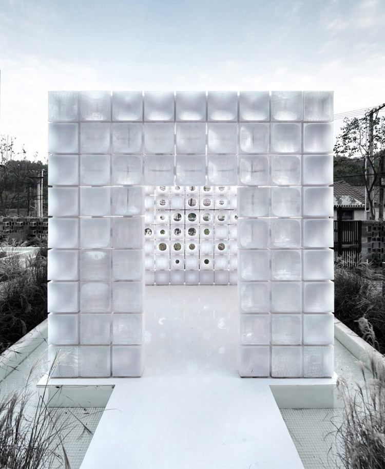 janela de painéis de parede 3d do pavilhão da villa com telhado plano
