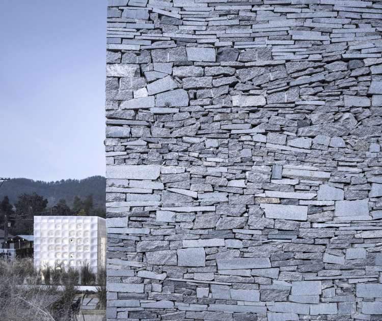 villa de telhado plano pedra natural gazebo moderno impressão em 3D