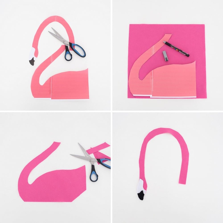 ideia de corte de saco de flamingo