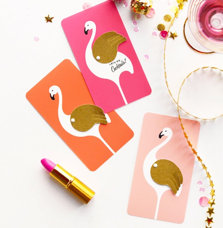 faça você mesmo um convite para um coquetel flamingo deco
