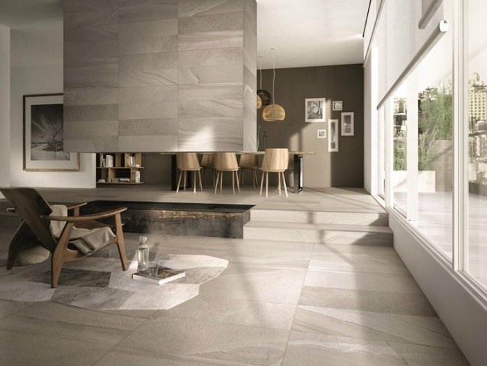 ABK-Industrie-Ceramiche-tiles-arenito-ótica-área de estar-piso-revestimento de lareira
