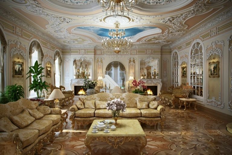 móveis de luxo franceses mesa de centro ornamentos ouro parquet ouro flores atraentes