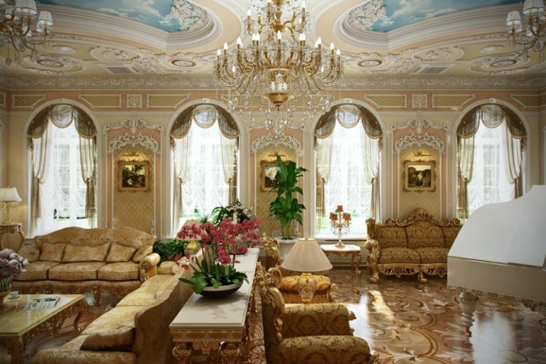 mobiliário de luxo francês romântico interior design de capa de sofá dourada