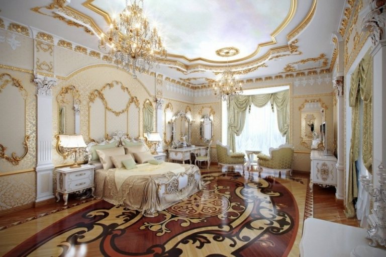 apartamento com quarto de inspiração de castelo francês versaille com móveis de luxo