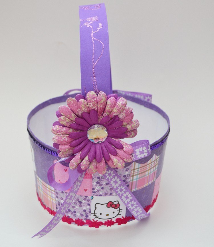 Páscoa deco Cesta de Páscoa-sorvete sundae-papel-colar-menina-roxo-rosa