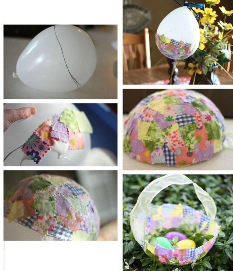 Decoração de Páscoa Cesta de Páscoa-restos-papel-mache-tecnologia-balão