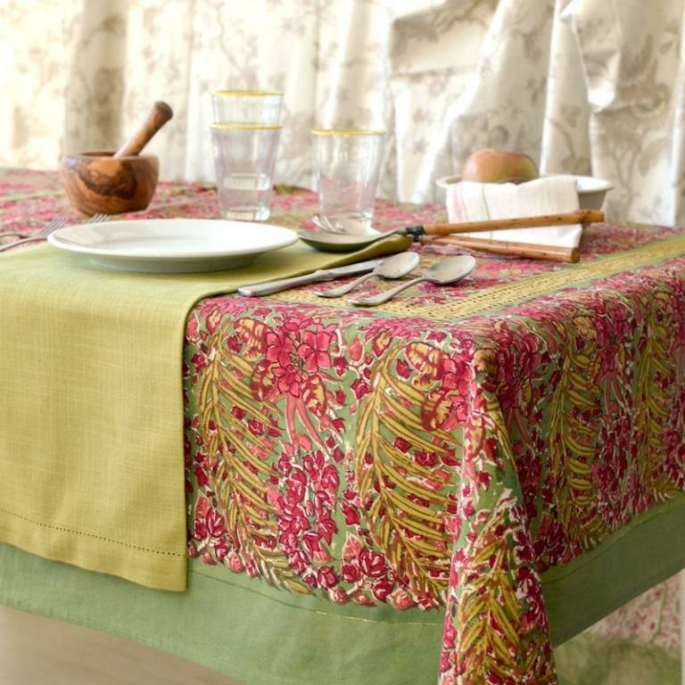 toalhas de mesa de jardim bagas folhas verde rosa natureza