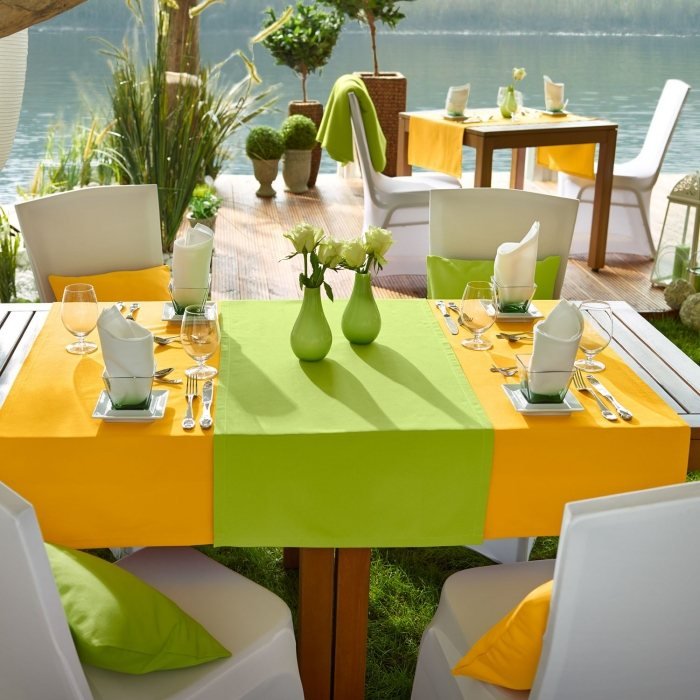 linho de mesa a cores-toalha de mesa-Murano-tecido de nervuras finas-algodão-poliéster