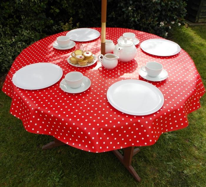 pano de cera redondo-vermelho-branco-pontilhado-toalhas-para-mesas-de-jardim-práticas