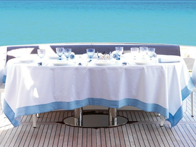 toalhas de mesa de jardim elegante galatea beleza dos sonhos azul claro branco