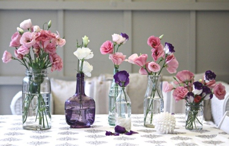 spring-decoration-glass-ideas-bottles-mason potes-rosatoene