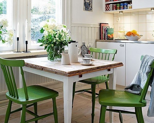 novas idéias de renovação - cadeiras pintadas de verde - refresque-se