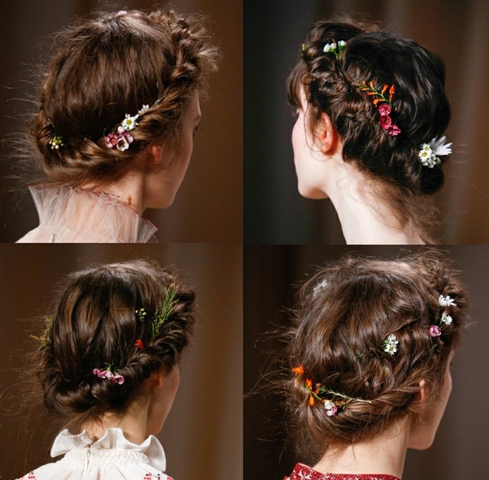 acessório floral com flores penteado em coroa de primavera