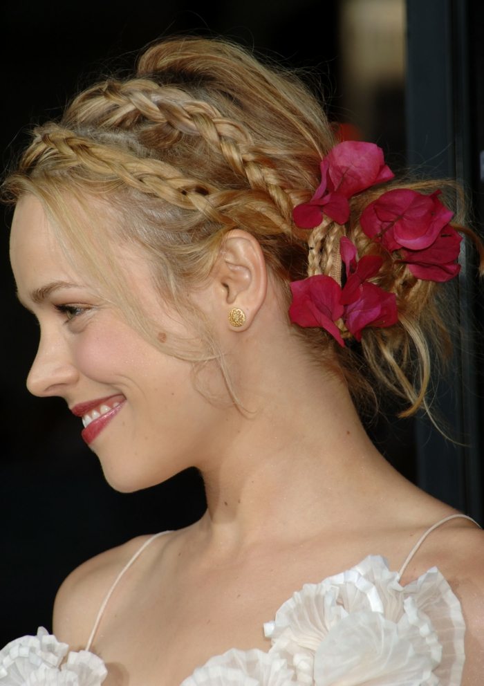 penteado trançado updo casual flor primavera rachel mcadam