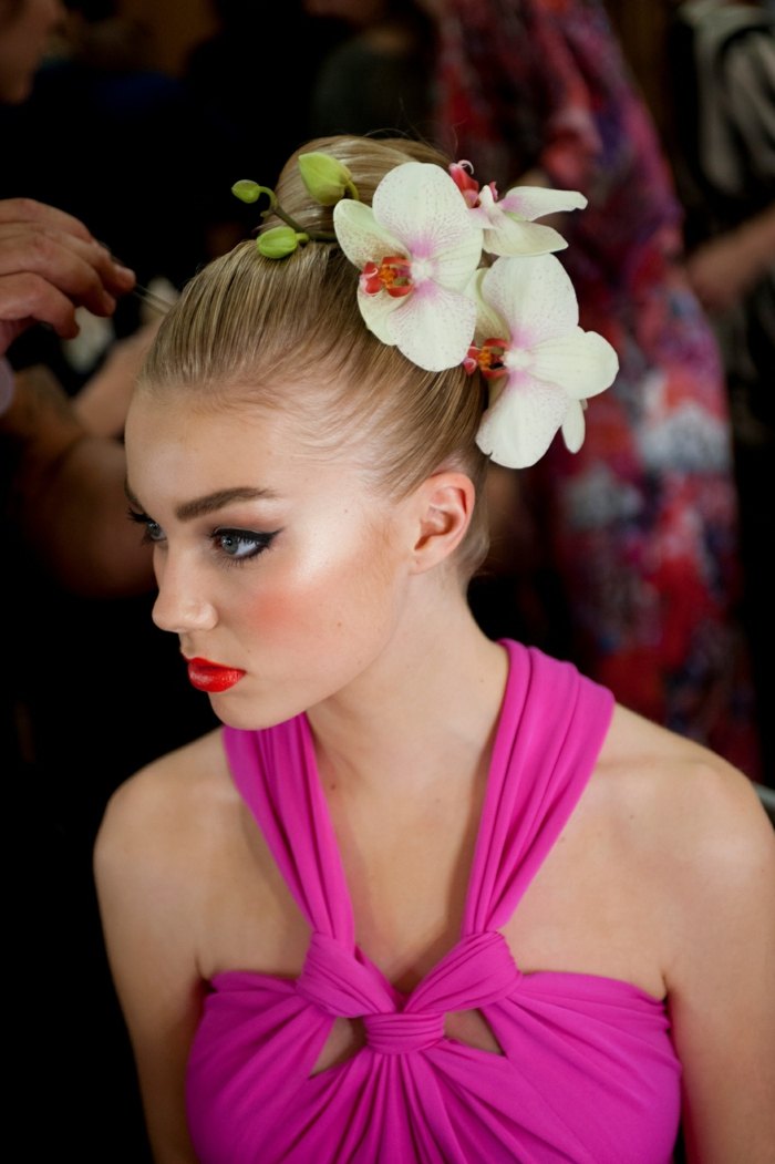 elegante updo primavera flores orquídea acessório acessórios para o cabelo