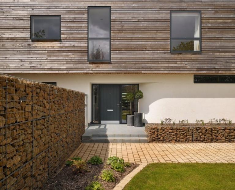 Gabion wall-garden-stone-basket-ideas-house-modern