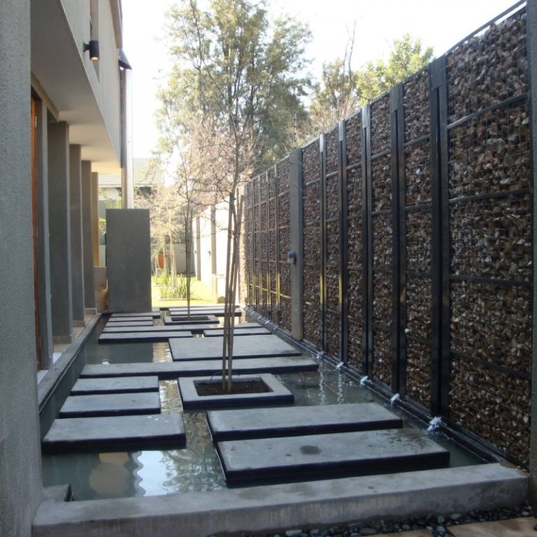 Ideias para telas de jardim de parede de gabião com alta privacidade
