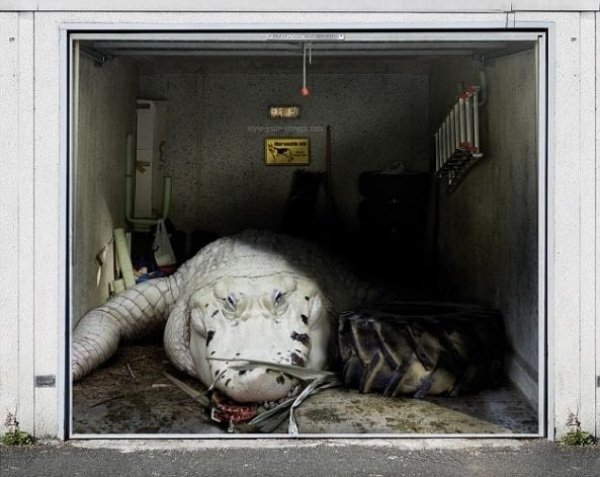 Parede elétrica da porta da garagem design-crocodilo