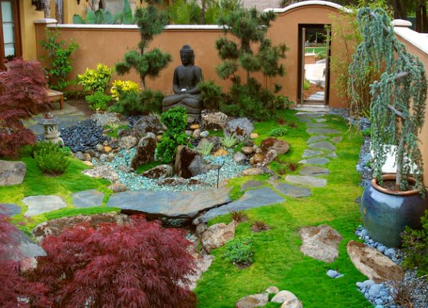imaginação criativa de design de jardim completa inclui elementos principais