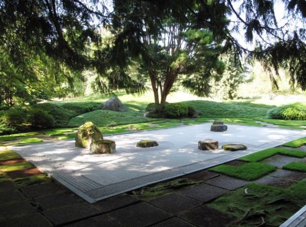 espaço real de jardim japonês de tirar o fôlego fique calmo