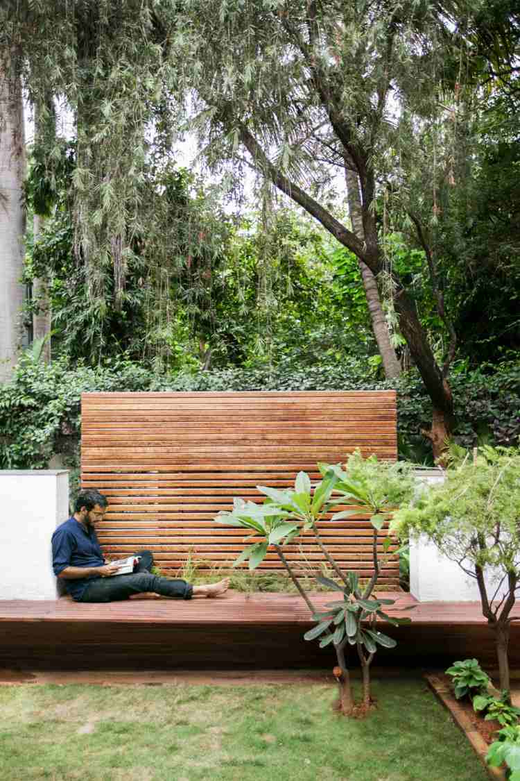 banco jardim ideia gramado leitura canto plantas pavilhão