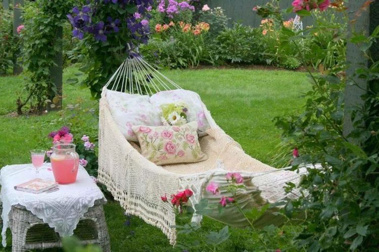 planejar jardim rede almofada romântica mesa lateral limonada