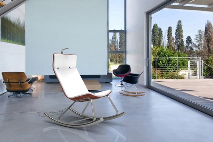 Cadeira-de-balanço-design-estrutura de metal-encosto alto-móveis-para-relaxar