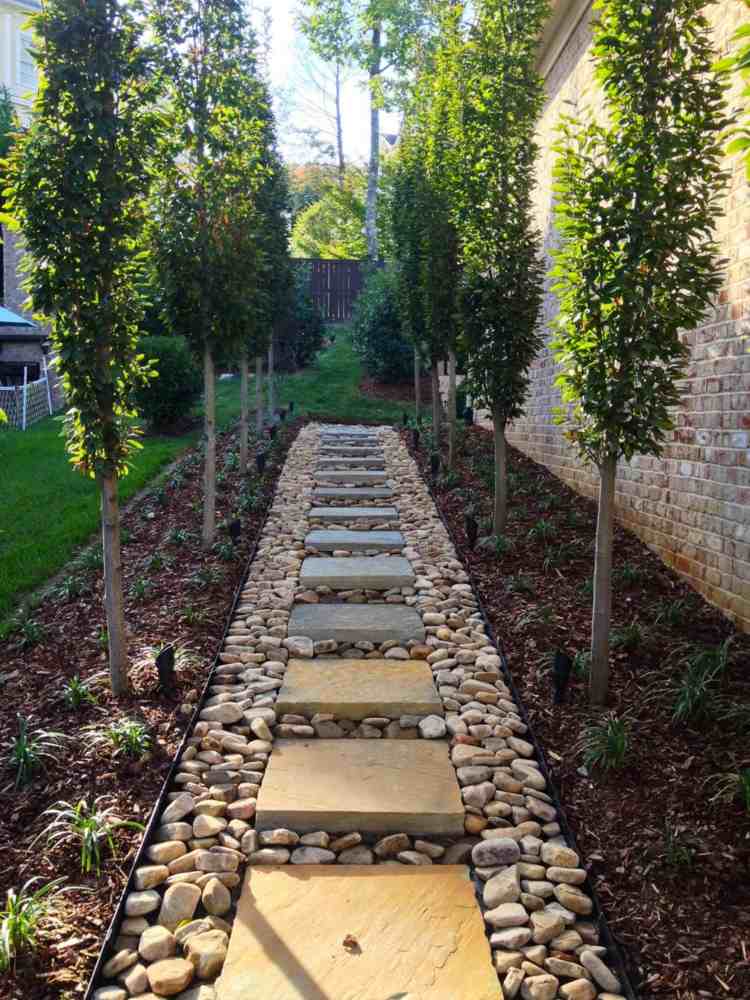 projete seu próprio jardim caminho de jardim lajes de pedras seixos avenida
