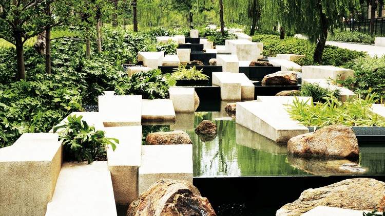 Projeto de jardinagem e paisagismo China Xing Yuan Park Erratic Boulders Water
