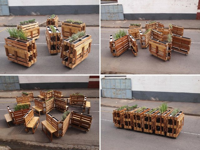 Construa você mesmo móveis de paletes de madeira com idéias de plantador de bancada