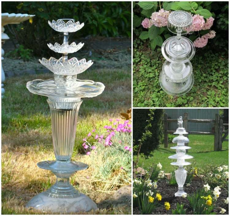 Faça estatuetas de vidro para o jardim com pratos de vidro