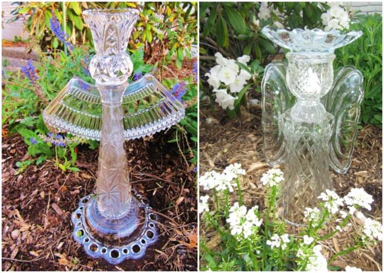 Decoração de vidro para o jardim - lindas figuras de anjos