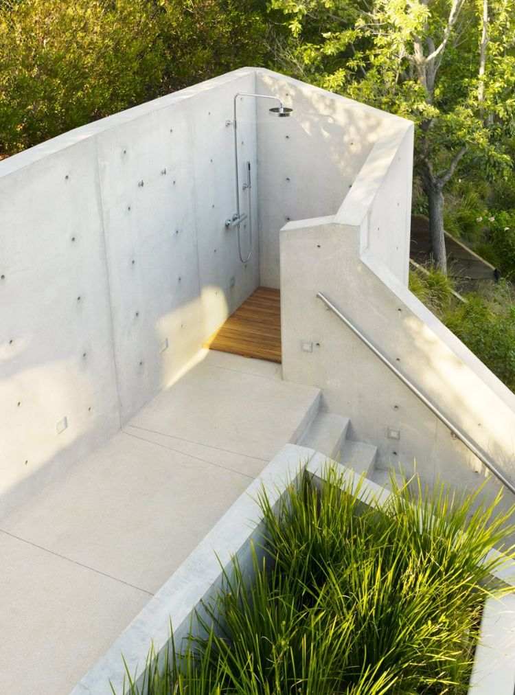 construir seu próprio jardim chuveiro externo jardim externo cabine de parede de concreto projeto diy