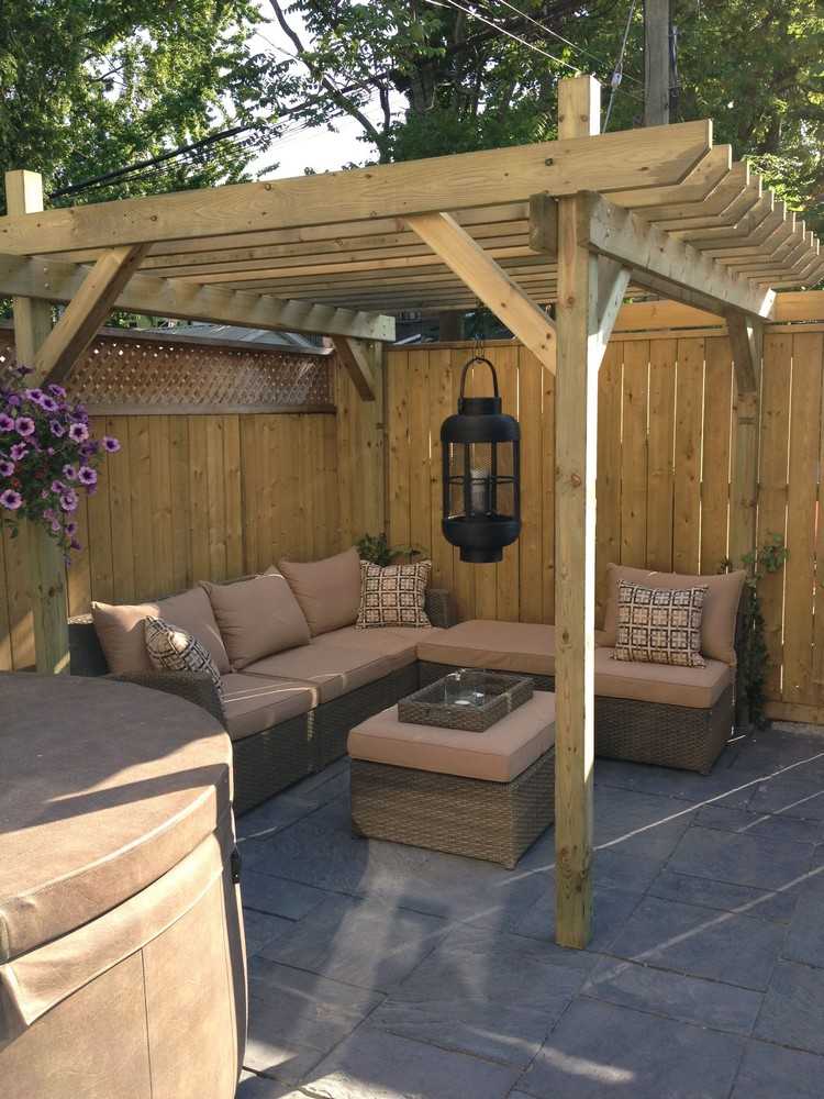 design de canto de jardim assento pergola sofá de canto de rattan
