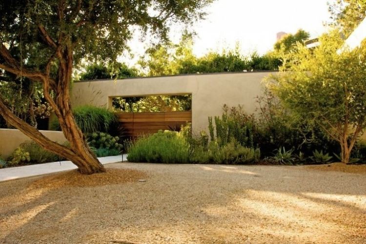 Rock garden-create-garden-design-gravel-grit-modern-front-garden-house-tree-bushhes