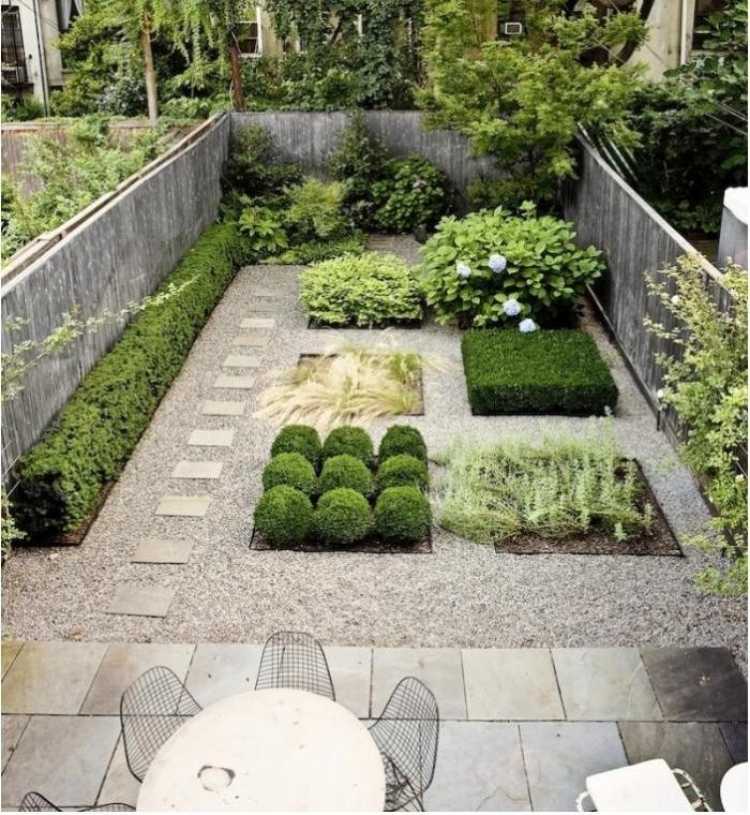 rock garden-criar-jardim-design-cascalho-lascas-moderno-pavimento-arbustos-plantas-proteção de privacidade