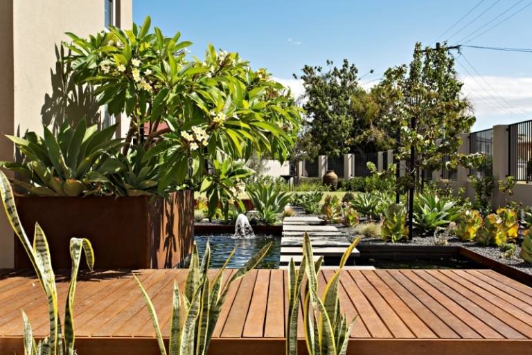 Ideias para o jardim - lugares favoritos - terraço de madeira - ideias para plantas aquáticas