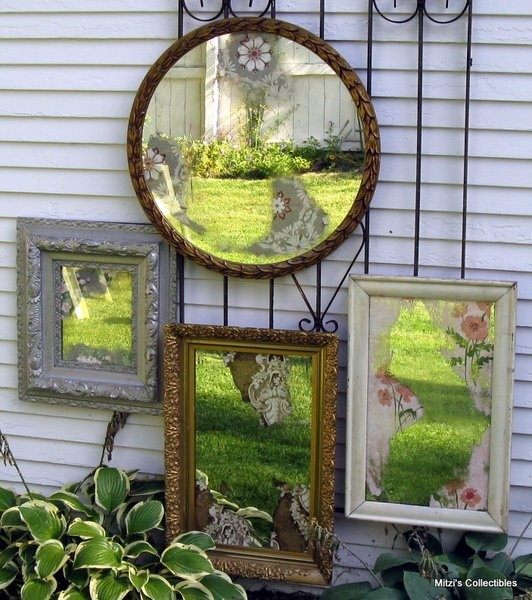 garden-ideas-old-things-wall-decoration-vintage-mirrors