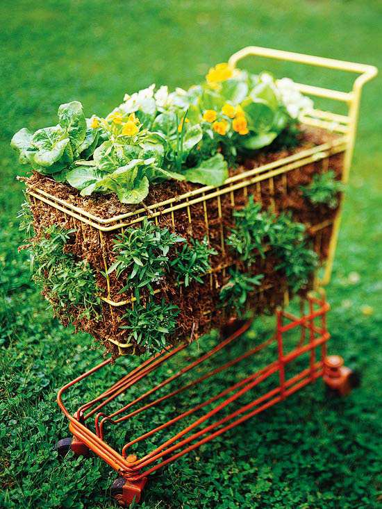 ideias de jardim coisas antigas carrinho de compras deco