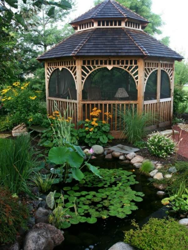 Casa no jardim de madeira construir jardim lagoa nenúfares