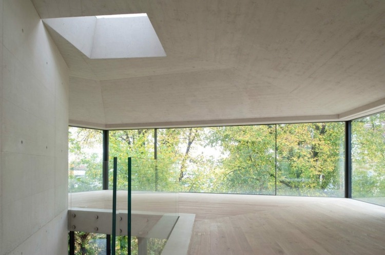 vidro corrimão-janela-frente-jardim-pavilhão-concreto-6