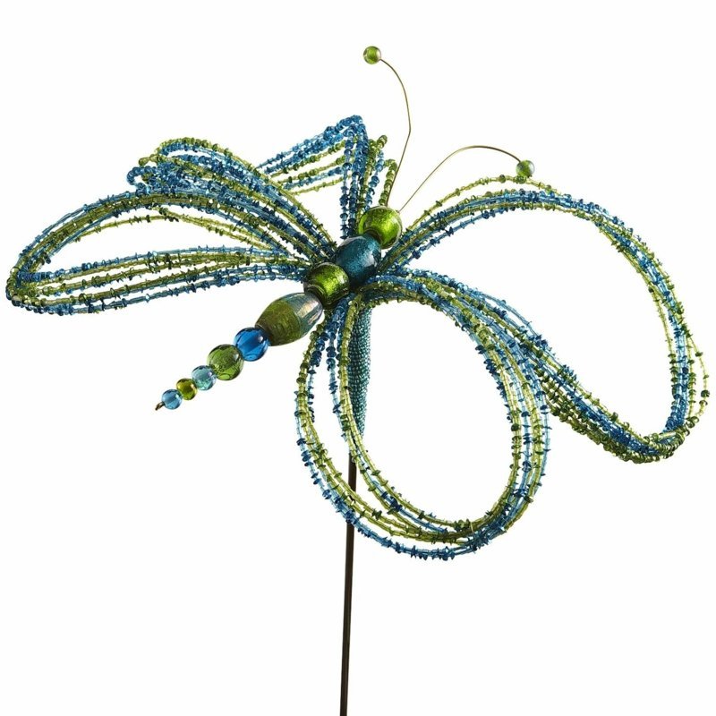 plug jardim funileiro libélula contas fio verde azul