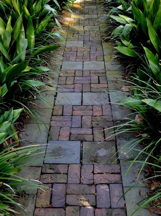 caminho de jardim de design simétrico caminho de pedra de pavimentação